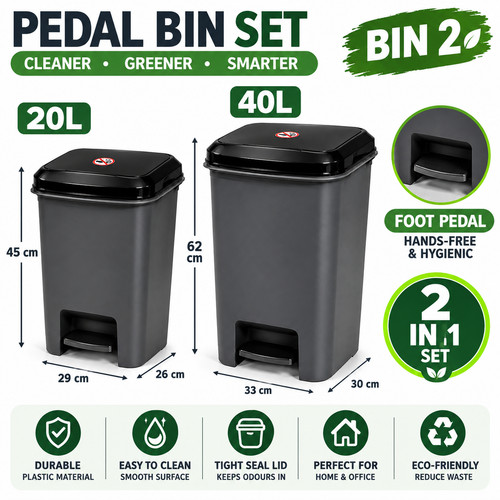 40l 20l slim pedal bin - 20l,