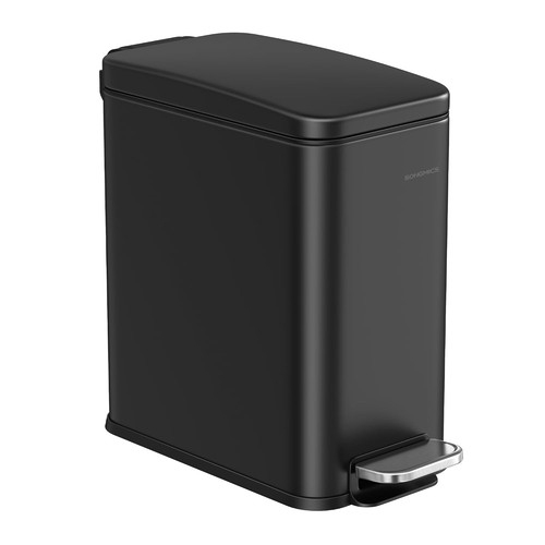 Black bathroom bin narrow - black,
