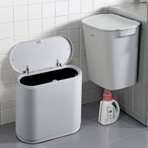 Narrow plastic waste bin with - plastic,