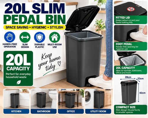 20l slim pedal bin - 20l,