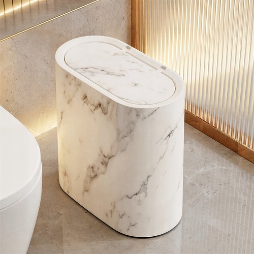 Narrow marble effect waste bin - narrow,