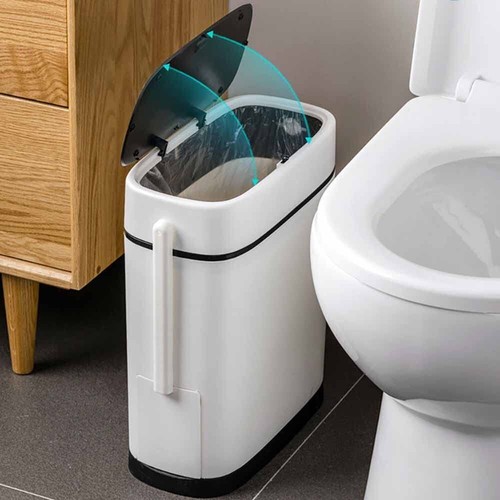 Narrow plastic waste bin - waste,